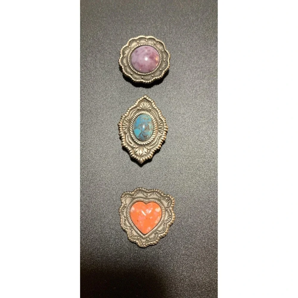 Vintage 3 NONY New York Button Covers Matte Silver Tone Beautiful Shapes Colors